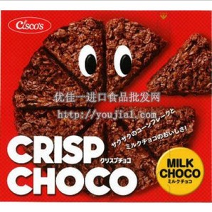 优佳一进口零食批发供应日本日清crisp牛奶巧克力派8本